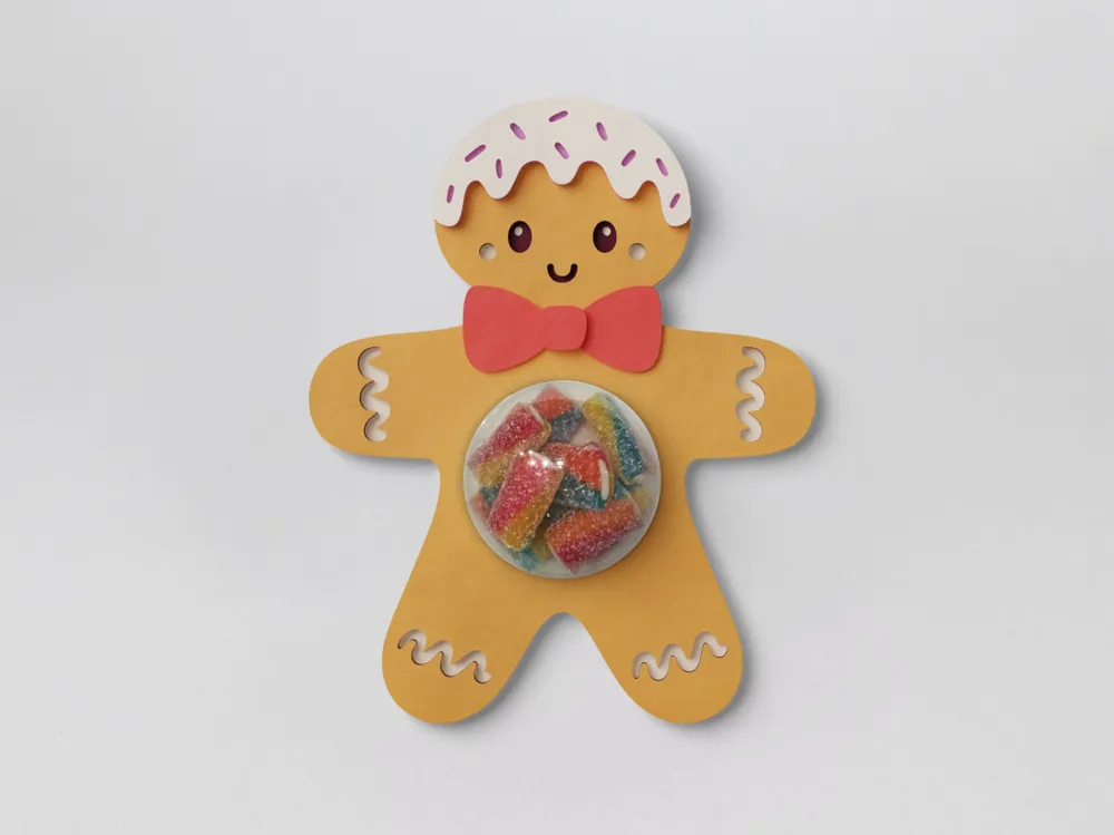 Gingerbread Candy Holder - Santa, Snowman & Reindeer Decor, in stock