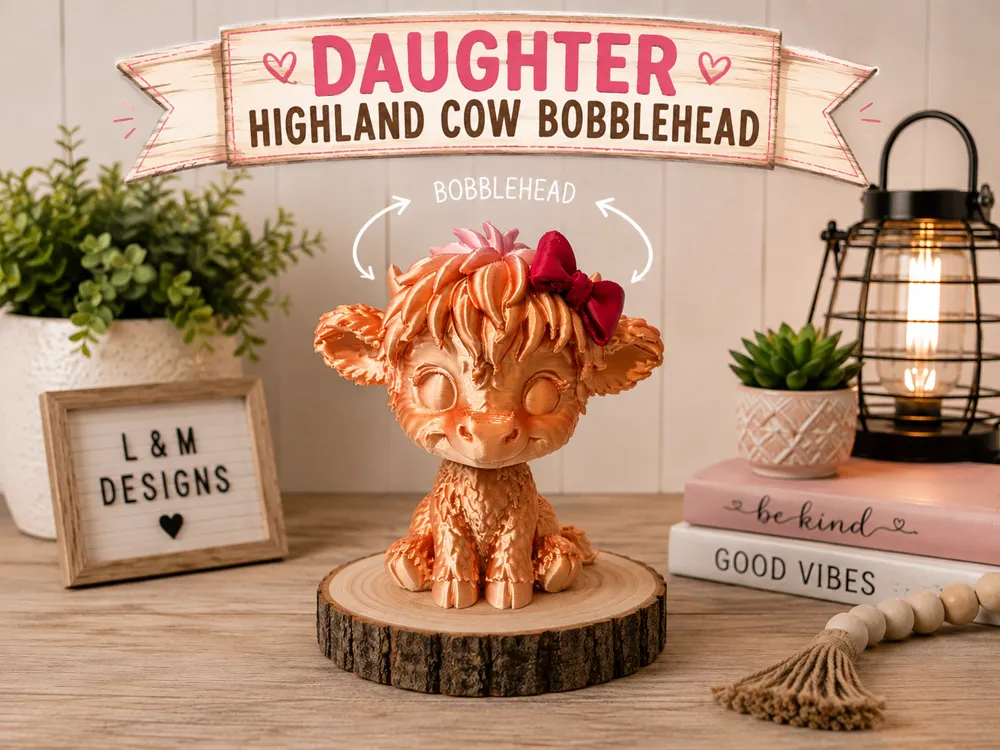 Girl / Daughter Highland Cow Bobblehead, photo 3 of 4 - Girl / Daughter Highland Cow Bobblehead Toys & Games