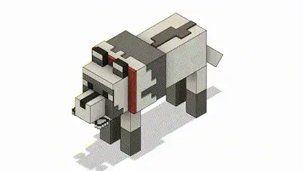 Minecraft Wolf/Dog toy - positionable