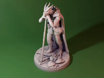 Dragonborn Druid Leaning on Staff