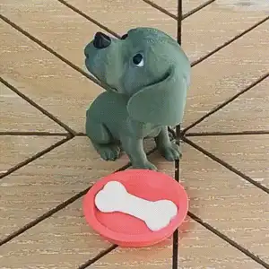 Puppy with movable head and house
