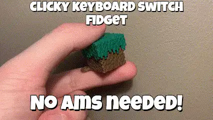Minecraft grass block clicky fidget keychain