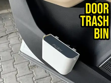 Push Lid Car Door Pocket Trash Bin