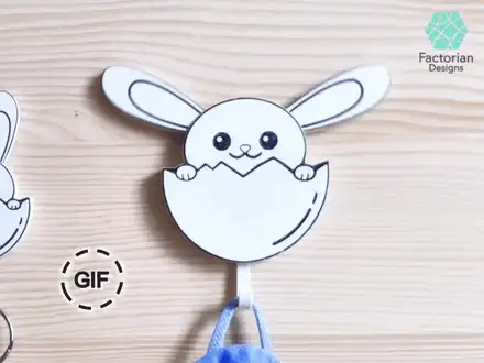 Key & Towel Holder - Wall Bunny - Funny and Cute
