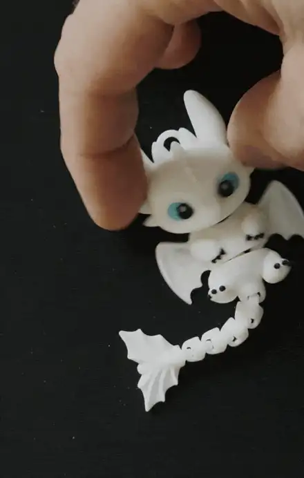 Articulated Light Fury Dragon Keychain