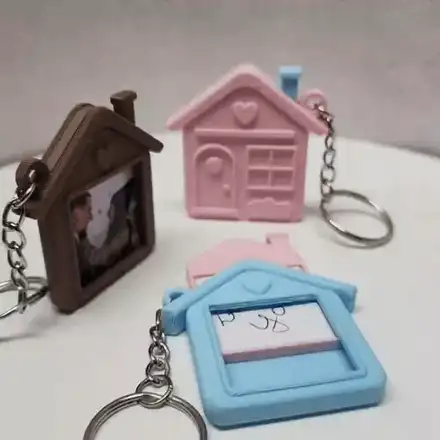 House Keychain with photo or secret message holder