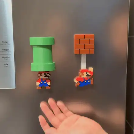 Mario In/Out Pipe & Crush Coin Brick Fridge Magnet