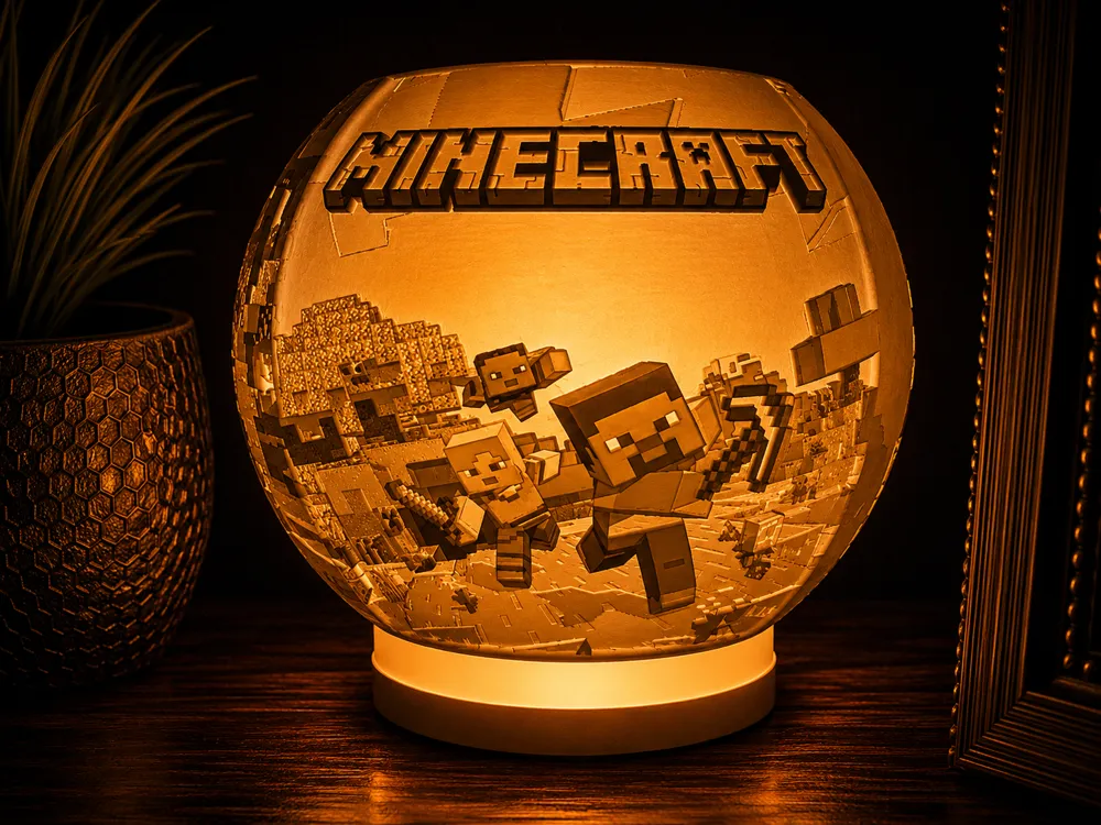 Globe lithophanie - minecraft