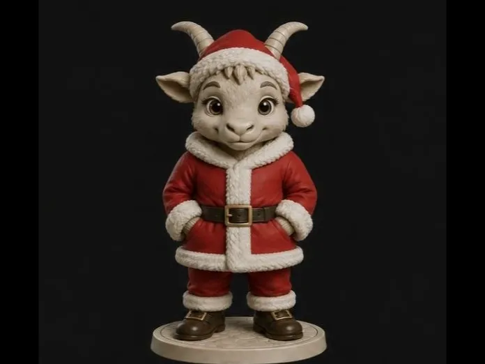 Goat in a Santa Suit Figure, photo 3 of 4 - Goat in a Santa Suit Figure Miniatures