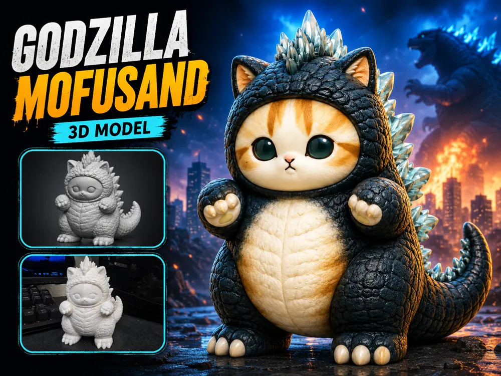 Godzilla Mofusand, Cute Kaiju Cat, photo 3 of 4 - Godzilla Mofusand, Cute Kaiju Cat Art