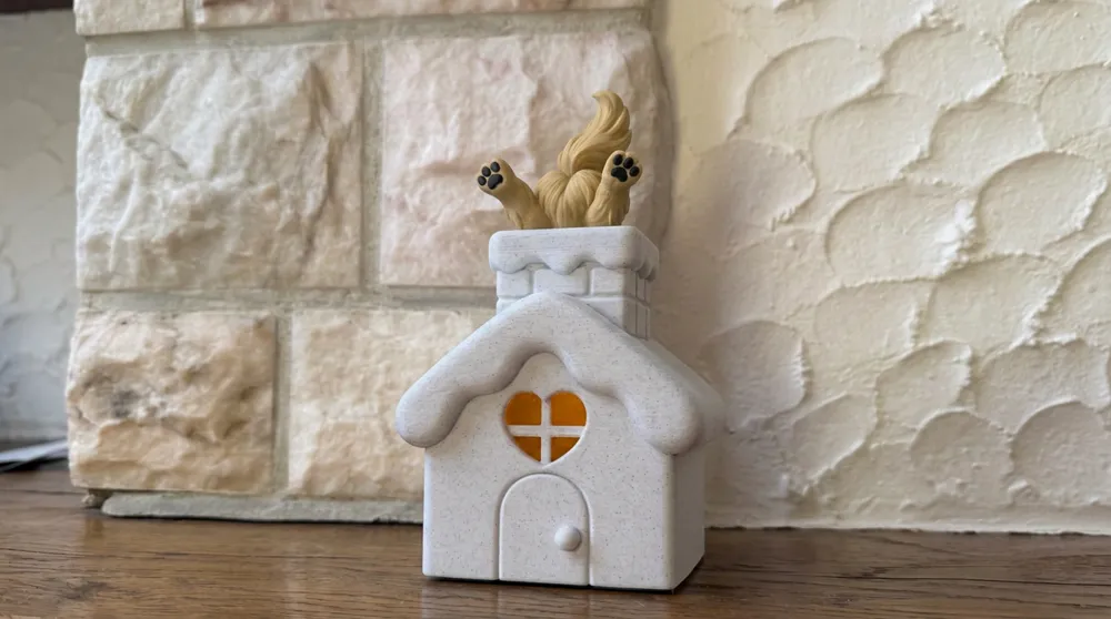 Golden Butt in Chimney Light-Up House, photo 2 of 4 - Golden Butt in Chimney Light-Up House Home Decor Items