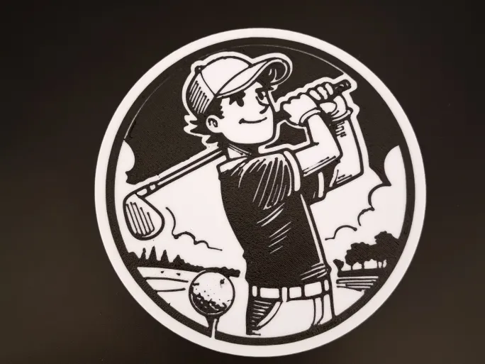 Golf swing cartoon coaster, photo 4 of 4 - Golf swing cartoon coaster Generative Art