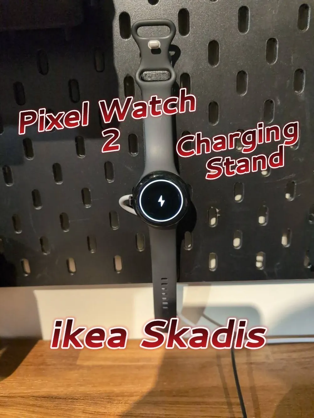 Google Pixel Watch2 charging stand on ikea Skadis_宜家板上的 Pixel Watch2 充電座 - Organizers, in stock in India