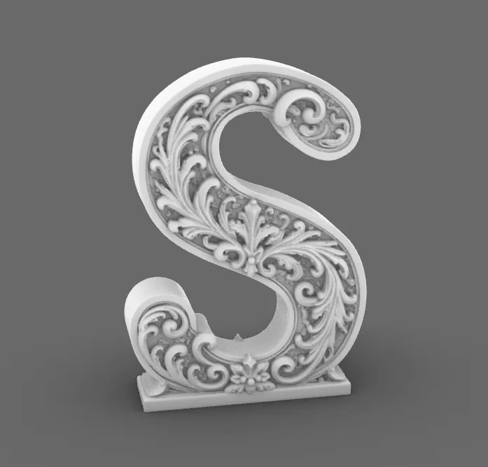 Goth Baroque Letter S gothic Decor, photo 3 of 5 - Room Decor & Aesthetic Pieces, alphabet ornament personalized decor gothic desk decor baroque monogram