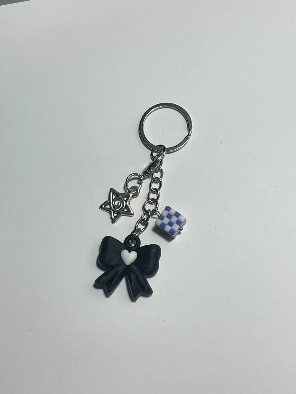 Goth Bow Heart Charm | Keychain & Bag Charm, photo 2 of 4 - Goth Bow Heart Charm | Keychain & Bag Charm Art