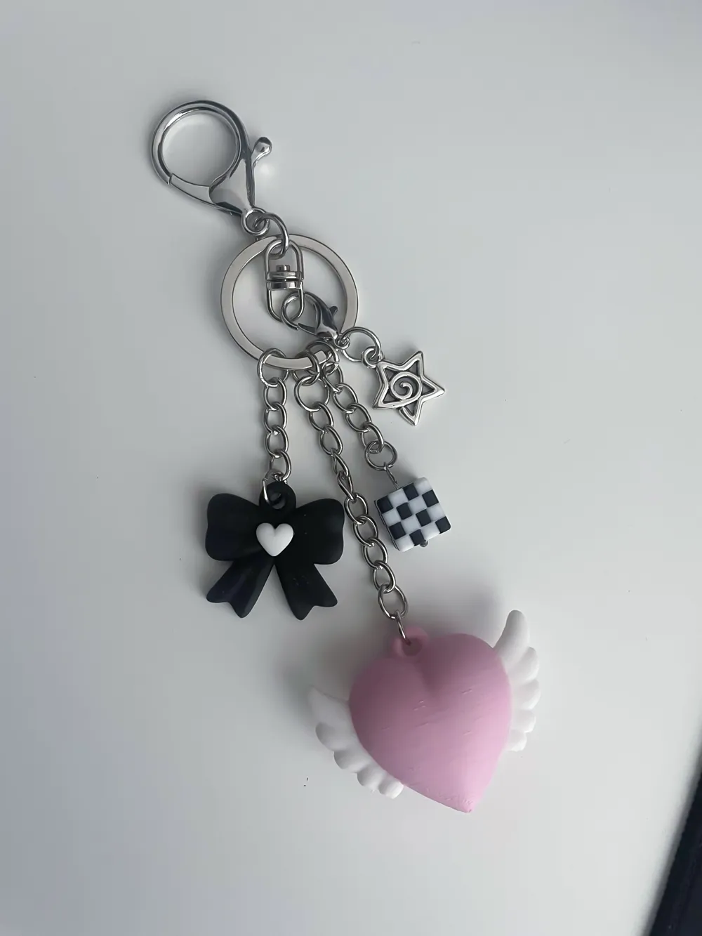 Goth Bow Heart Charm | Keychain & Bag Charm, photo 3 of 4 - Goth Bow Heart Charm | Keychain & Bag Charm Art