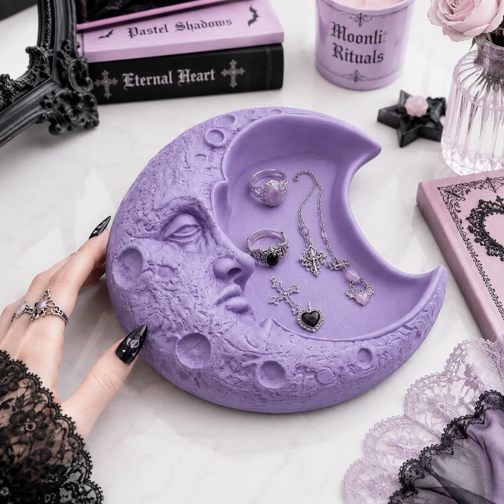 Goth Crescent Moon Jewelry Tray, photo 3 of 5 - Jewellery Trays & Dishes, goth jewelry tray gothic trinket dish crescent moon tray moon jewelry tray moon ring holder