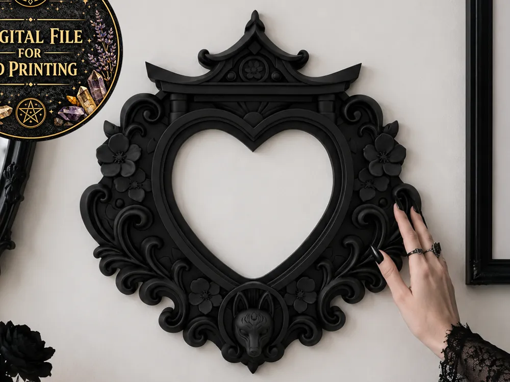 Goth Kitsune Heart Wall Frame