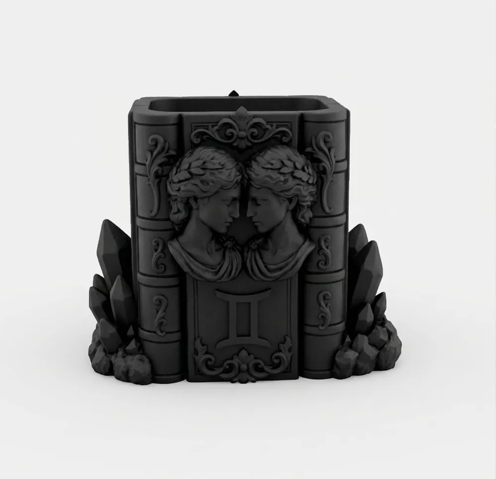 Goth Zodiac Gemini Crystal Brush Pen Organizer, photo 3 of 4 - Goth Zodiac Gemini Crystal Brush Pen Organizer Desk & Office