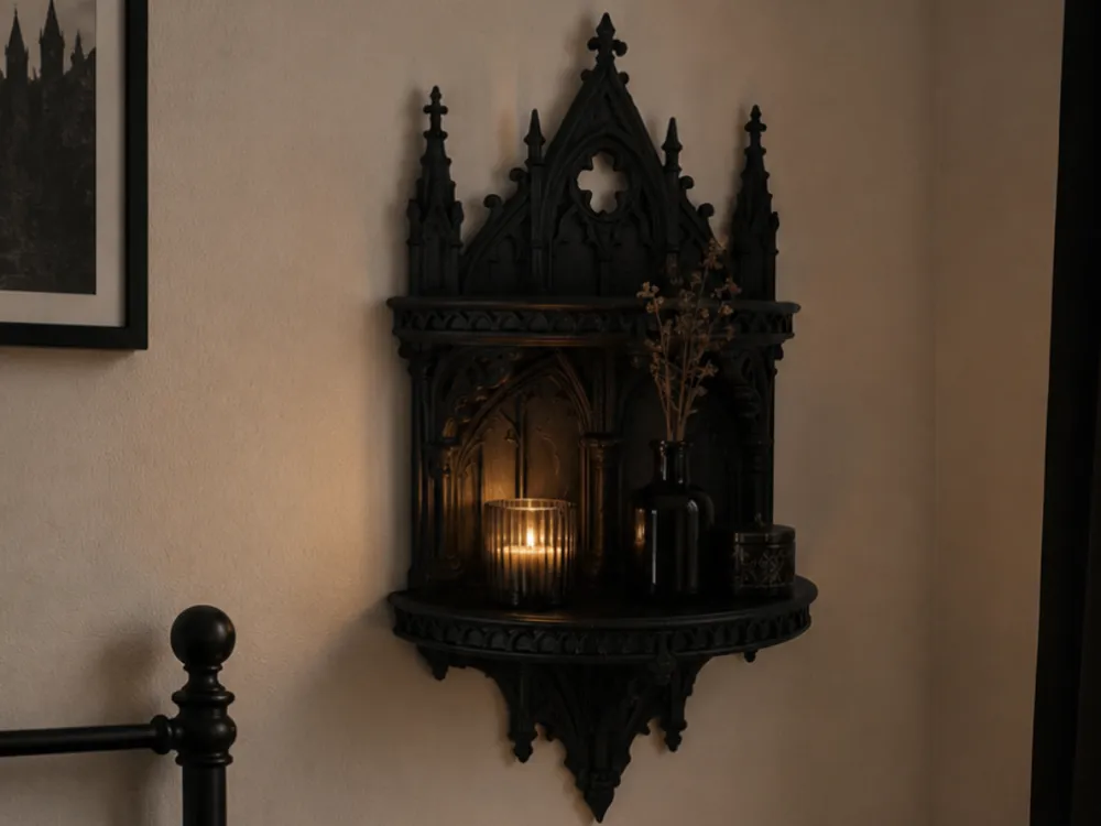 Gothic Cathedral Wall Shelf, Dark Fantasy Decor, photo 4 of 4 - Gothic Cathedral Wall Shelf, Dark Fantasy Decor Household