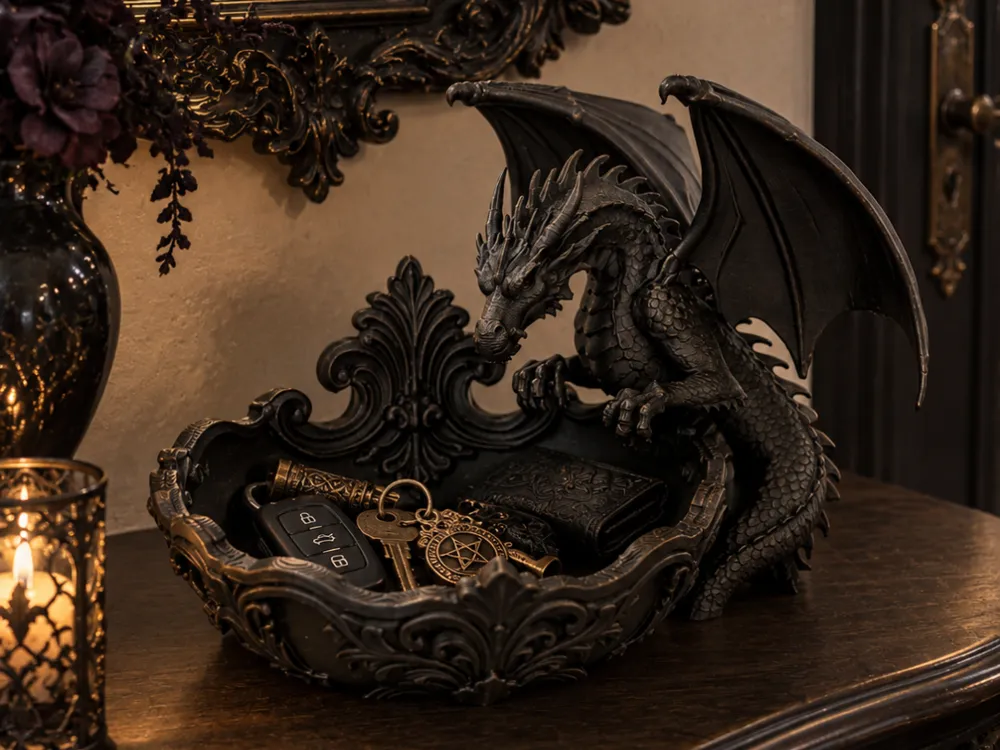 Gothic Dragon Trinket Bowl - Gothic Catchall, photo 4 of 4 - Gothic Dragon Trinket Bowl - Gothic Catchall Household
