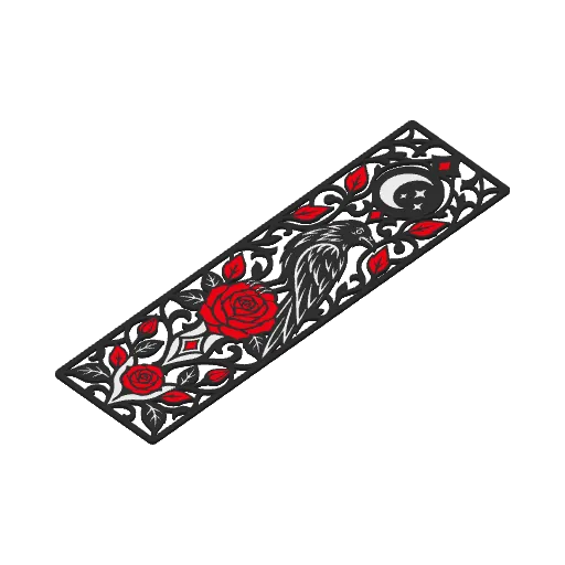 Gothic Raven and Rose Bookmark Openwork Design, photo 4 of 4 - Gothic Raven and Rose Bookmark Openwork Design Desk & Office
