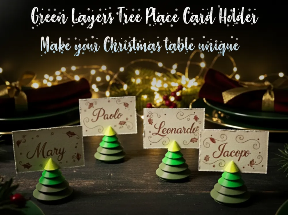 Green Layers Tree Place Card Holder