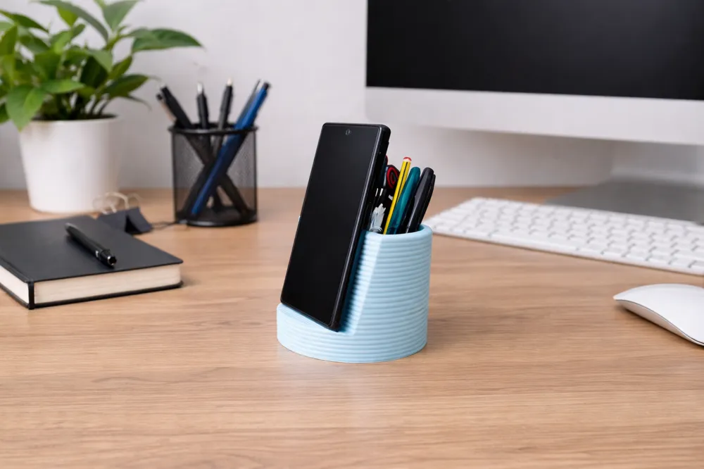 Ribbed Phone Stand and Pencil Holder, photo 2 of 4 - Ribbed Phone Stand and Pencil Holder Household