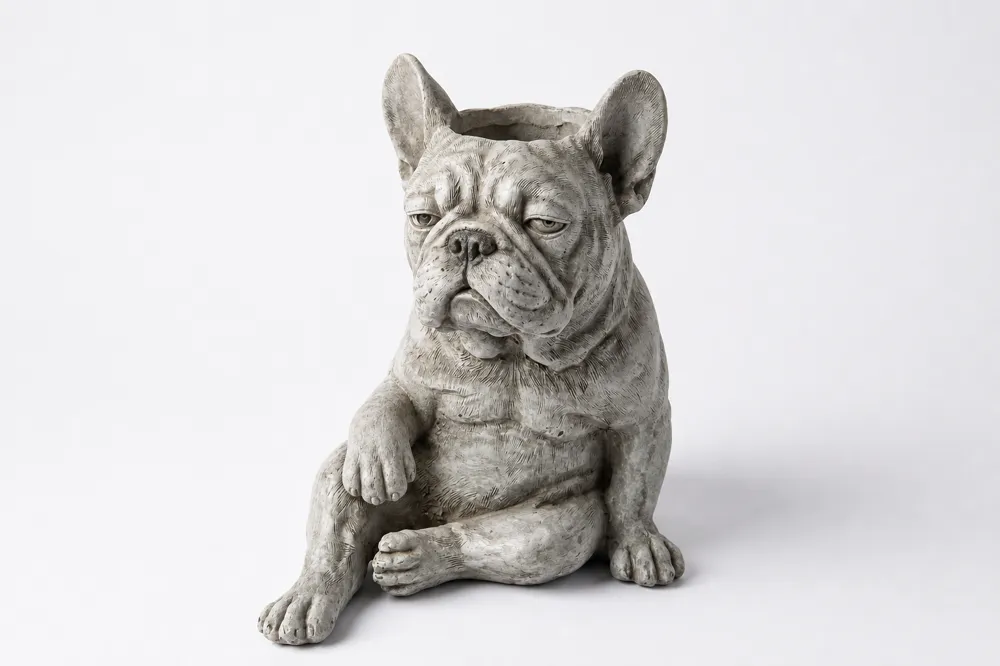 Grumpy French Bulldog pot Collection, photo 4 of 5 - Dog Breed Figurines, succulent