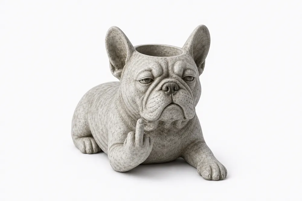Grumpy French Bulldog pot Collection, photo 5 of 5 - Dog Breed Figurines, desk organizer