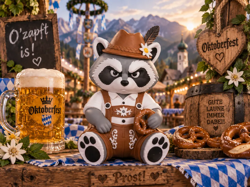 Grumpy Raccoon, Oktoberfest Edition, photo 4 of 4 - Grumpy Raccoon, Oktoberfest Edition Figurines & Collectibles