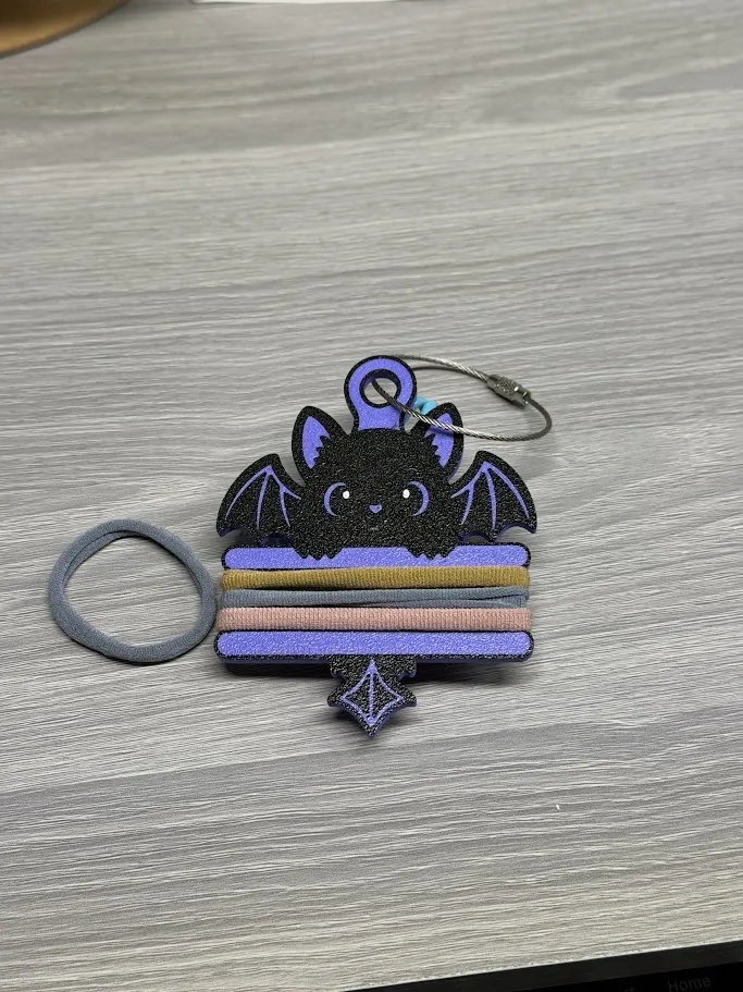 Halloween Bat Hair Tie Holder Keychain, photo 3 of 4 - Halloween Bat Hair Tie Holder Keychain Generative Art