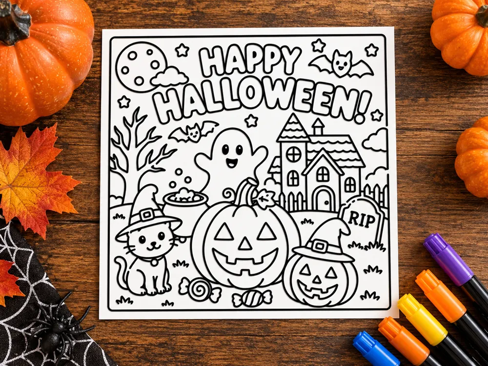 Halloween Coloring Page, photo 3 of 4 - Halloween Coloring Page Toys & Games