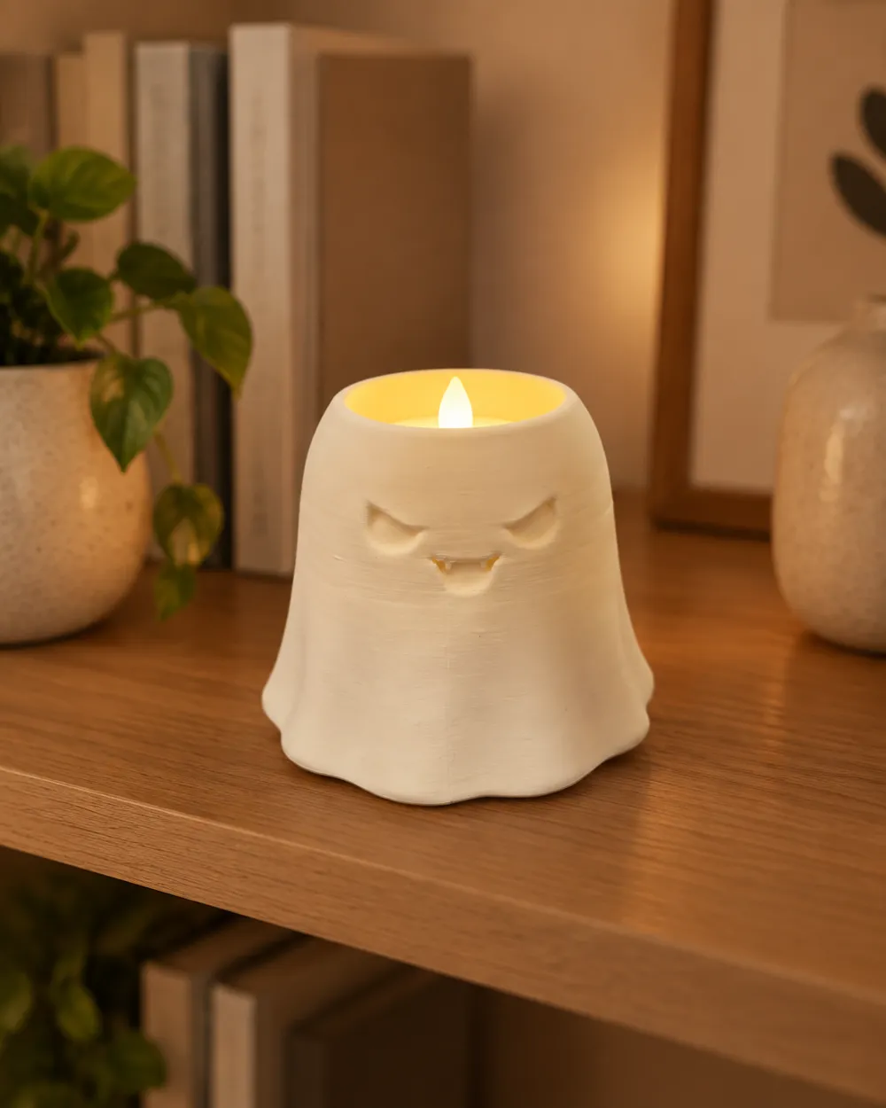 Halloween Cute Ghost Candle Holder LED Tealight, photo 4 of 4 - Halloween Cute Ghost Candle Holder LED Tealight Household
