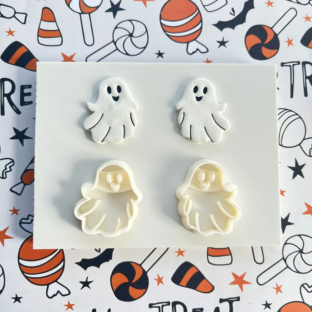 Halloween Cute Ghost Polymer Clay Cutter Mold, photo 2 of 4 - Halloween Cute Ghost Polymer Clay Cutter Mold Hobby & DIY