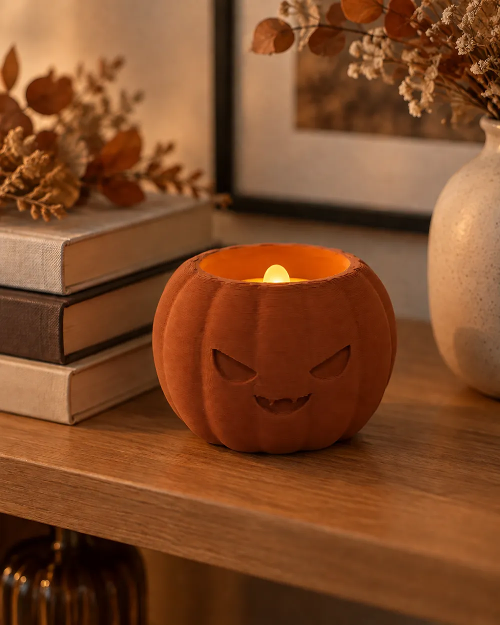 Halloween Cute Pumpkin Tealight Candle Holder, photo 2 of 4 - Halloween Cute Pumpkin Tealight Candle Holder Home Decor Items