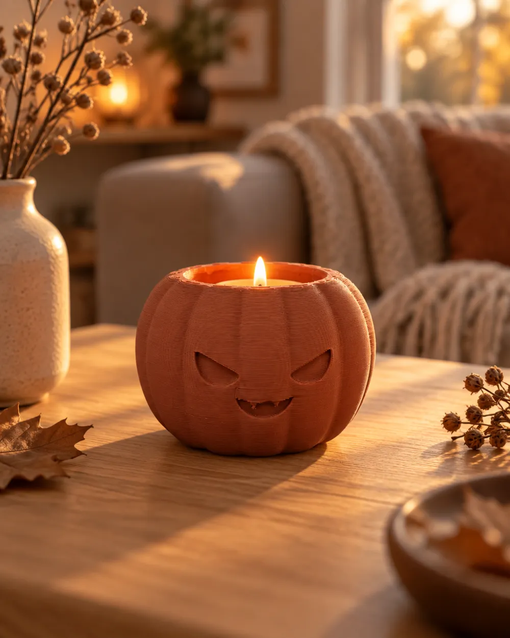 Halloween Cute Pumpkin Tealight Candle Holder, photo 3 of 4 - Halloween Cute Pumpkin Tealight Candle Holder Home Decor Items