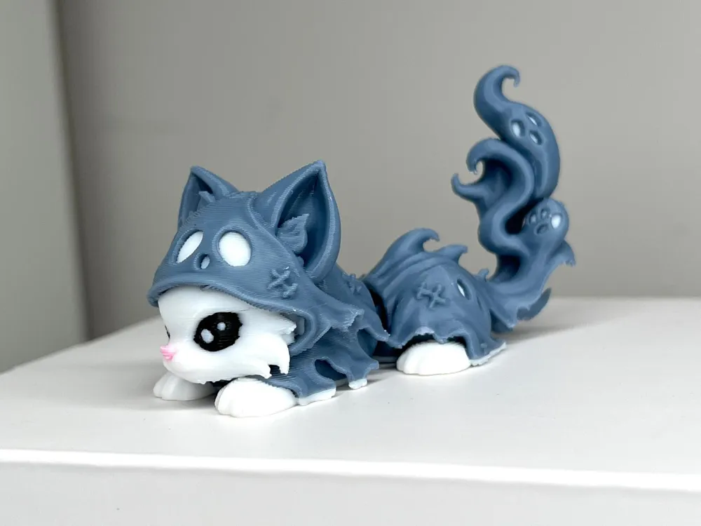 halloween ghost cat flexible toy articulated cat, photo 2 of 4 - halloween ghost cat flexible toy articulated cat Toys & Games