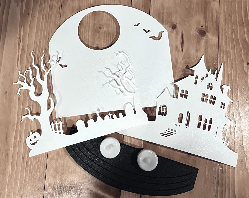 Halloween Haunted House LED tea light Scene, photo 4 of 4 - Character Tealight Holders, spooky