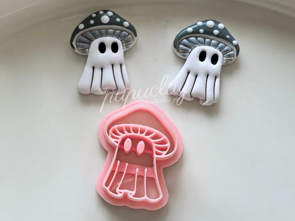 Halloween mushroom ghost polymer clay cutter, photo 3 of 4 - Halloween mushroom ghost polymer clay cutter Art & Craft Supplies