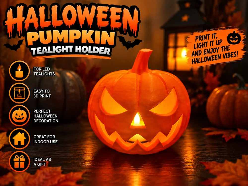 Halloween Pumpkin Thealight Holder, photo 3 of 4 - Halloween Pumpkin Thealight Holder Household