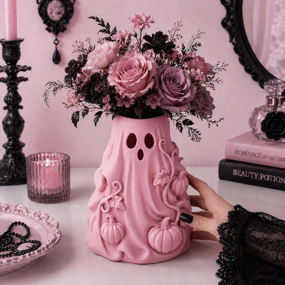 Halloween Ghost Flower Vase, photo 2 of 5 - Vases, halloween vase samhain vase ghost vase goth flower vase gothic vase spooky vase