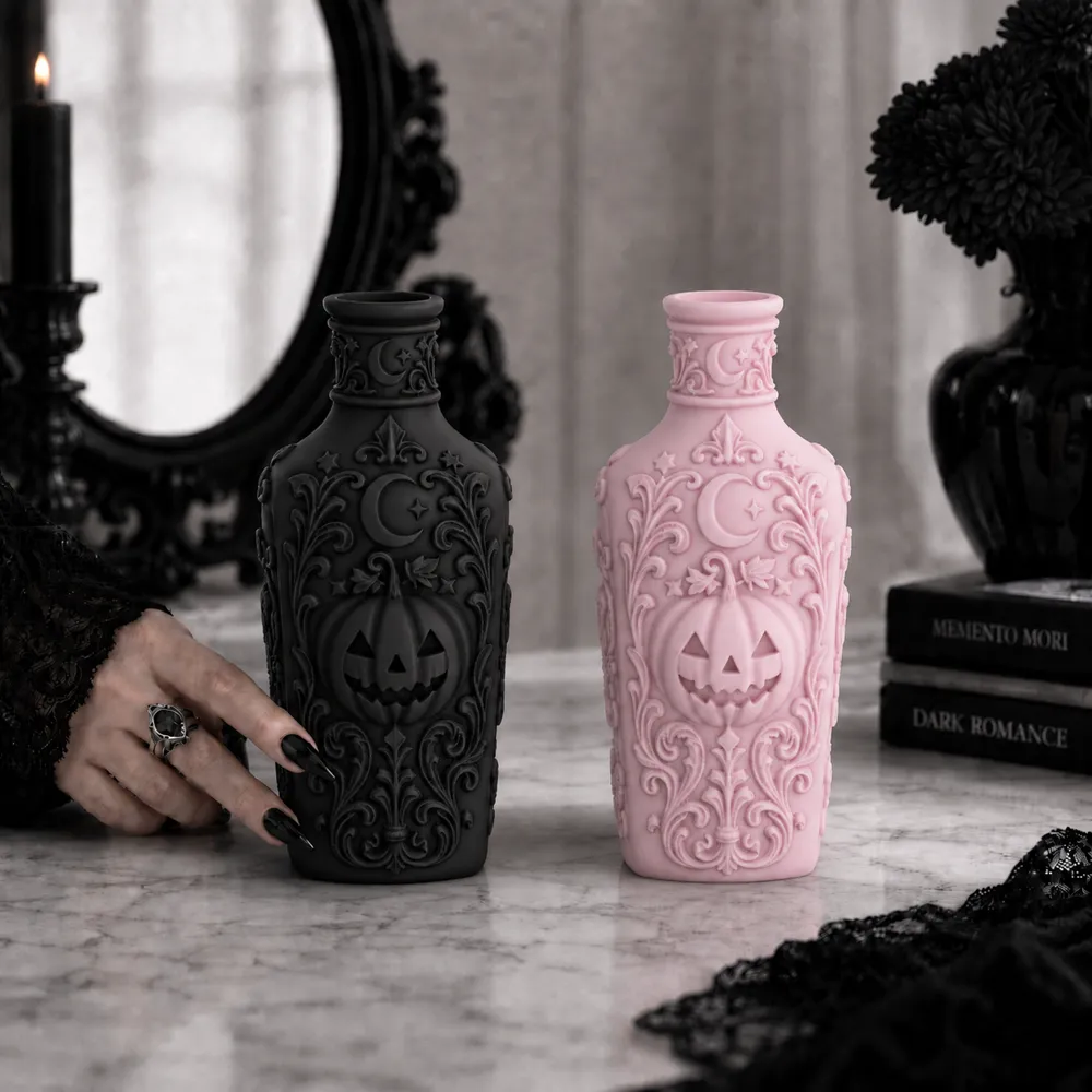 Halloween Pumpkin Gothic Bottle Decor, photo 2 of 5 - Pumpkins & Jack-o-lanterns, halloween bottle samhain bottle gothic bottle goth bottle decor pumpkin bottle