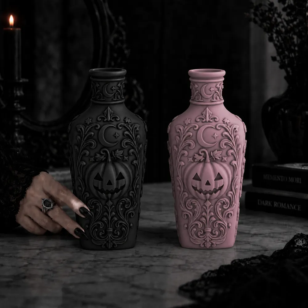 Halloween Pumpkin Gothic Bottle Decor, photo 3 of 5 - Pumpkins & Jack-o-lanterns, gothic home decor pastel goth decor black resin decor