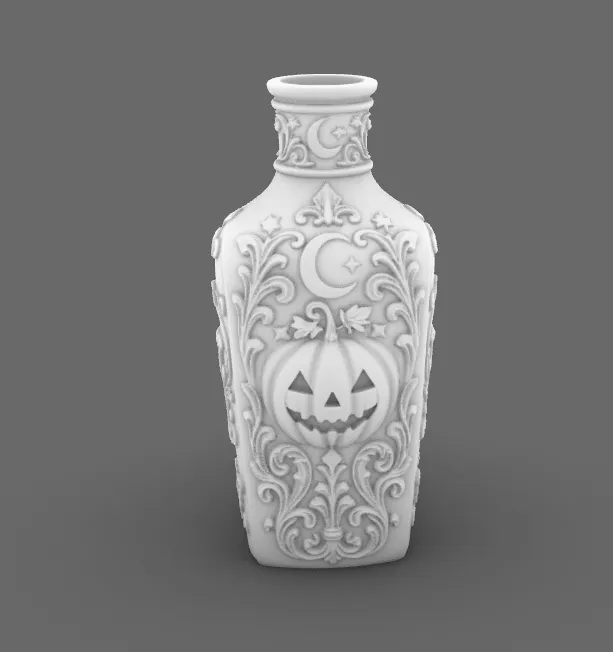 Halloween Pumpkin Gothic Bottle Decor, photo 4 of 5 - Pumpkins & Jack-o-lanterns, halloween bottle samhain bottle gothic bottle goth bottle decor pumpkin bottle