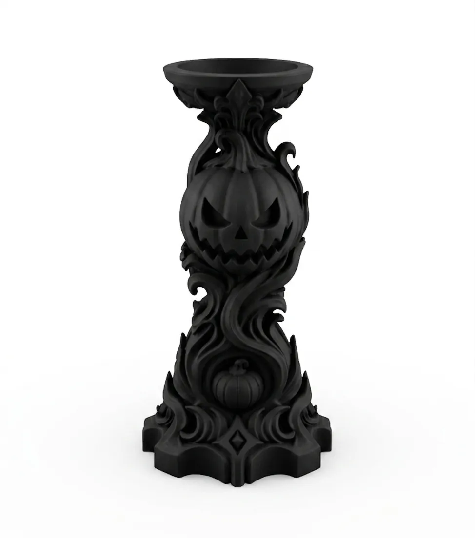 Halloween Samhain Pumpkin LED goth Tealight Holder, photo 3 of 5 - Character Tealight Holders, samhain decor jack o lantern pumpkin candle gothic candle holder