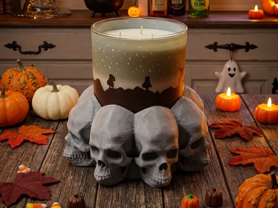 Halloween Skull Bath & Body Works Candle Holder, photo 3 of 4 - Halloween Skull Bath & Body Works Candle Holder Household