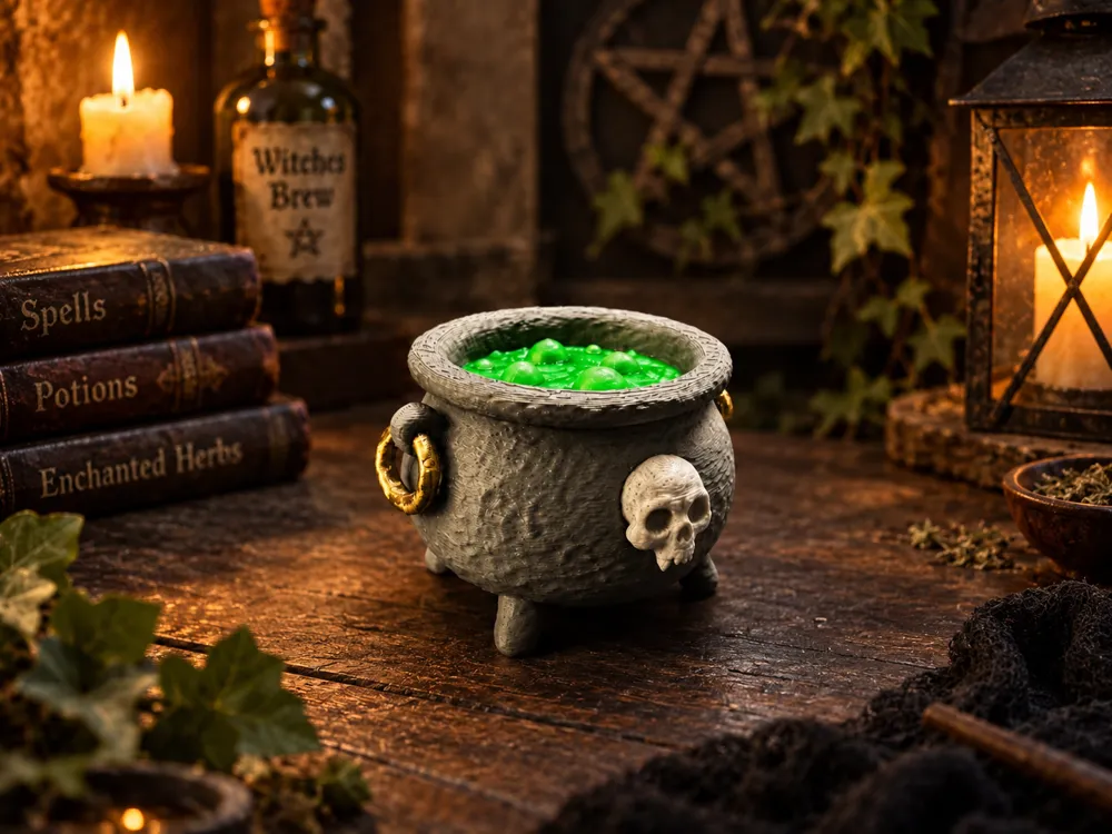 Halloween-Hexenkessel mit leuchtender Suppe - Decor, in stock in India