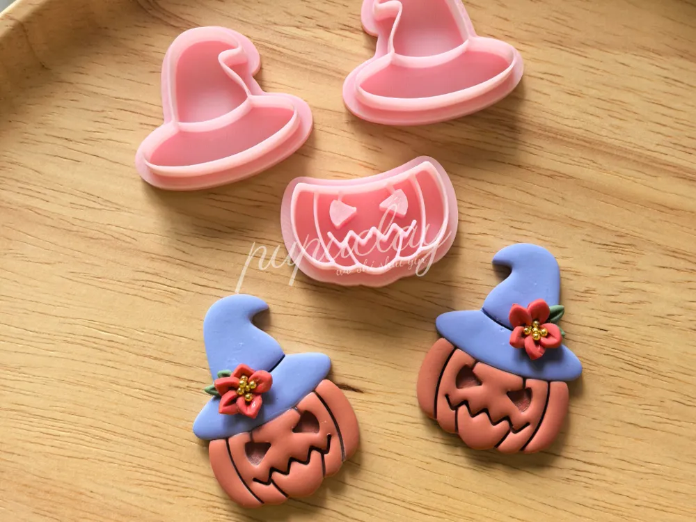 Halloween witch hat pumpkin polymer clay cutter, photo 3 of 4 - Halloween witch hat pumpkin polymer clay cutter Hobby & DIY