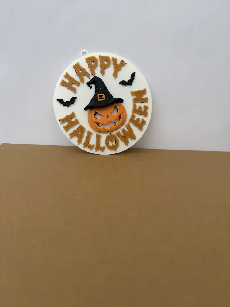 Happy Halloween Wall Sign, Pumpkin Bats Decoration, photo 2 of 4 - Happy Halloween Wall Sign, Pumpkin Bats Decoration Household